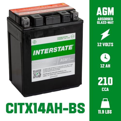 Image of Interstate Batteries YTX14AH-BS Powersports Battery 12V 12Ah 210CCA AGM