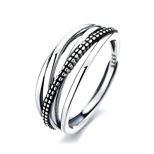 Bague réglable rétro rhombus tressé anneau tendance mode unique