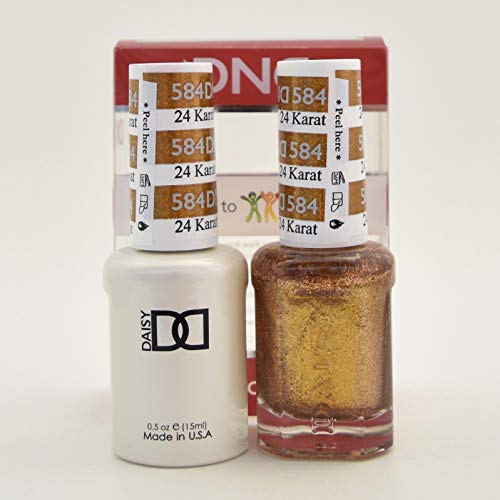 DND Daisy Duo Soak off Gel and Matching Nail Polish - 2016 Collection + Buy 2 colors get 1 FREE airbrush Stencil (584 - 24 Karat)