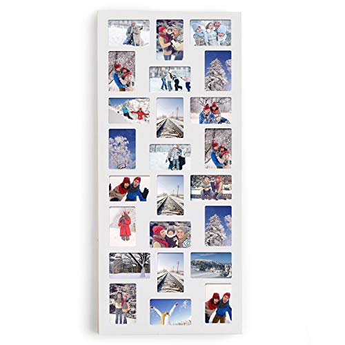 Adeco 24-Opening Decorative Wood Wall Hanging Picture Frame, 4 by 6-Inch, White