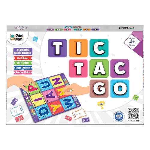 Image of GiniMini Tic-Tac-Go! Sorting & Strategy Game for Kids 4 5 6 | 50+ Tiles Power-Up Cards Mystery Tiles & Challenges | Educational Family Activity & Birthday Gift for Boys Girls | Fun Learning Toy