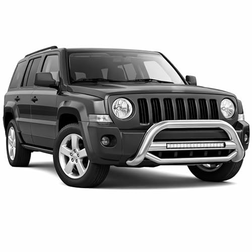 Image of Black Horse MAX Beacon Bull Bar No Skid Plate Stainless Steel Compatible with 2008-2017 Jeep Patriot-MAB-JEB9001S