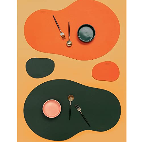 Dessous de plat design en cuir véritablement isolant pour table moderne - Lot de 4