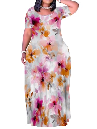 Image of Plus Size Maxi Dresses for Curvy Women T-Shirt Summer Sun Dresses Loose Fit