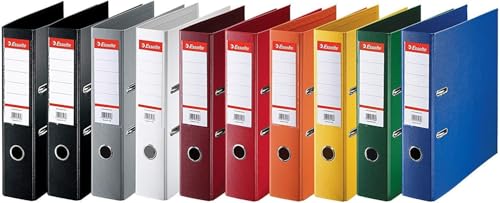 Esselte | Classeur à levier A4 Standard | Lot de 10 | Capacité 550 feuilles | Dos 75 mm |PP |Griffes de blocage| Étiquette de dos interchangeable | Bureau,...