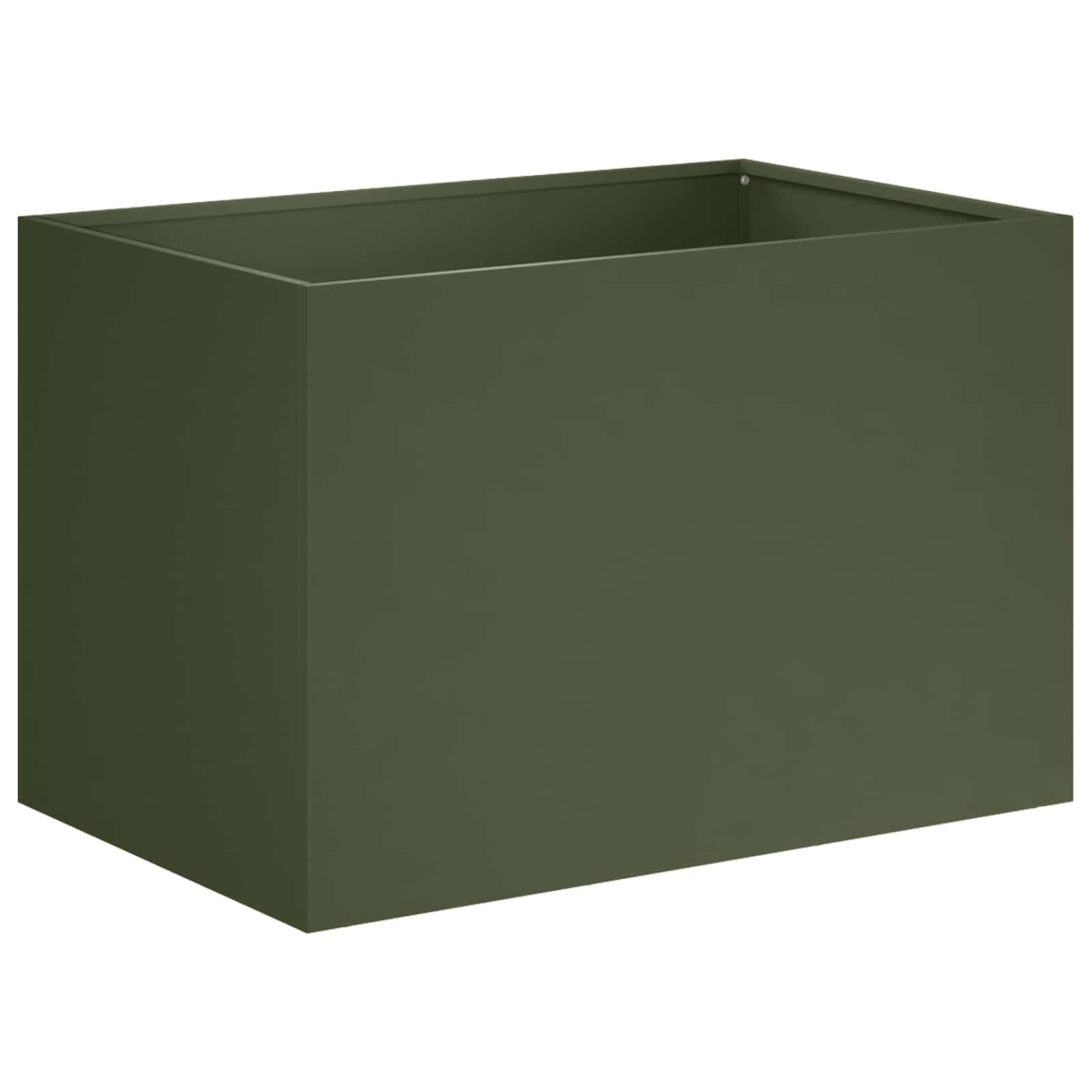 Vaso da giardino in acciaio d'oliva, 60 x 40 x 40 cm, per piante da esterno