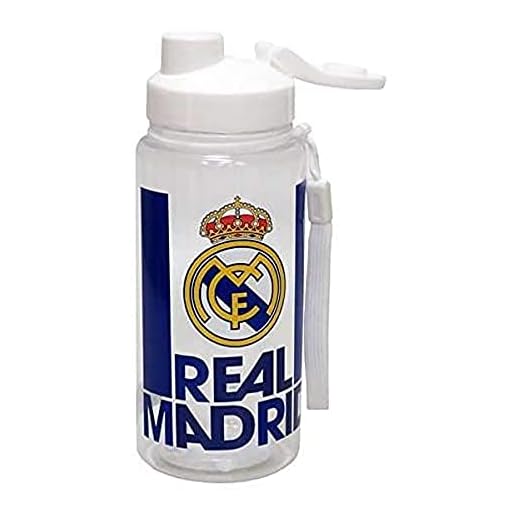 REAL MADRID CF - Botella Cantimplora de Agua, Capacidad de 500 ml, con Cierre Seguro, Multicolor Translúcido, Producto Oficial (CyP Brands)