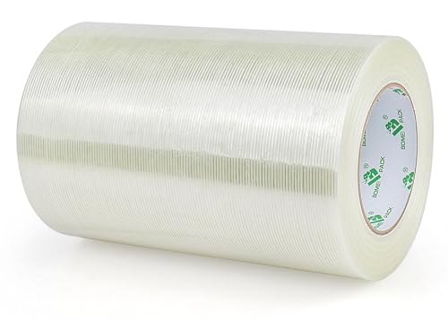 Image of BOMEI PACK Wide Heavy Duty Fiberglass Filament Reinforced Packing Tape 8inch, 60yds x 5.5mil