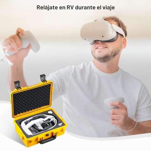 Maletín rígido Lykus Titan OQ200 amarillo de máxima protección para visores Quest 2 y 3 6