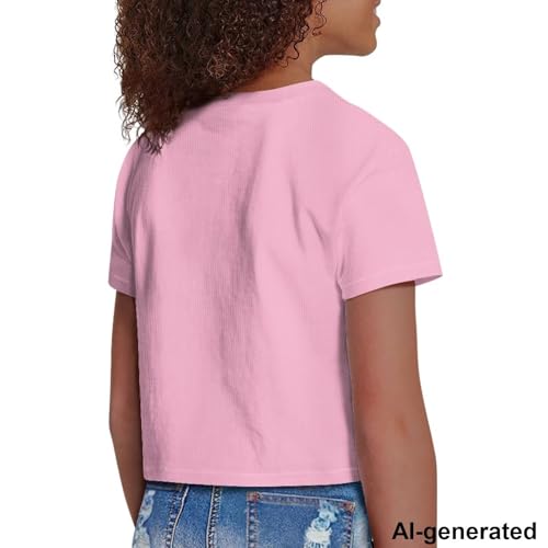 Image of Cute Crop Tops for Girls Short Sleeve Summer T Shirts Fashion Graphic Tees Crew Neck Pullover Tee 5-14 Years