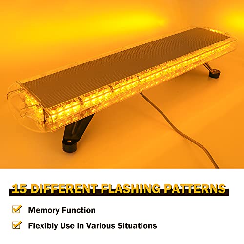 Piiloo 38 Inch Rooftop Emergency Strobe Light Bar 72 Led Traffic Advisor Warning Lightbar Ip65 Waterproof 15 Flashing Pattern Heavy-Duty Bolt Mount For Vehicle, Security, Snowplow, Tow Truck (Amber) #TOP3