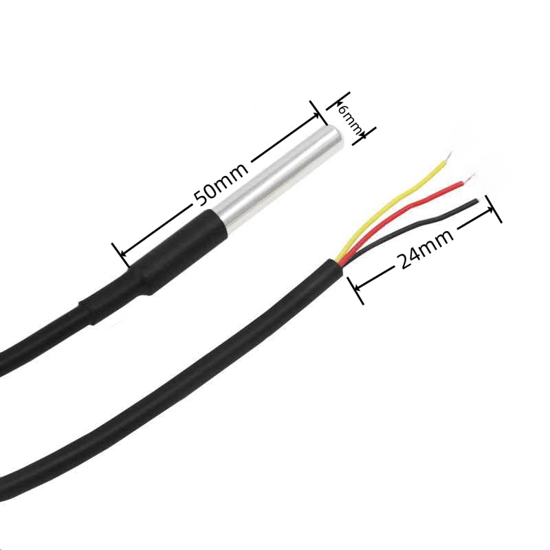 5pcs DS18B20 Temperature Sensor Temperature Probe Stainless Steel Package Waterproof 2M