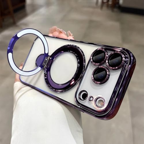 Coque rigide transparente iPhone 15 Pro Max violette avec bords renforcés