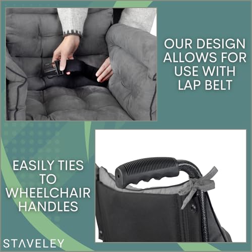 Staveley Wheelchair Full Cushion – Extra Thick Padded Seat, Back & Armrest Cushion | Helps Keep You Warm & Comfortable | Fits Transit & Self-Propelled Wheelchairs | Grey - Image 4