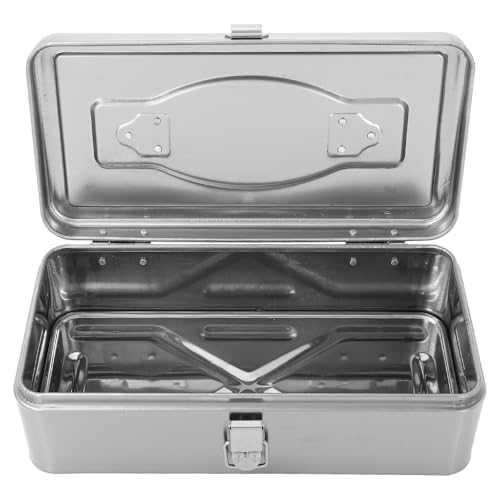 MAGICLULU Caja de Almacenamiento Metálica Resistente Compartimentos Desmontables y Asa Robusta para Herramientas de Taller y Uso en Casa