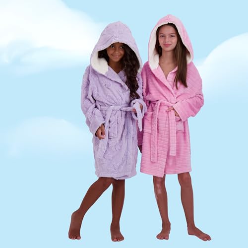 Image of US Angels Plush Robe For Girls- Plush Winter PJ Robe With Pockets, Hoodie & Belt- Ultra-Soft Bathrobe