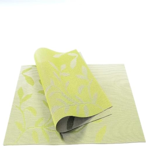 Image of Potency Table Mats Set of 4, Woven Placemate for Dining Table, Heat-Resistant Placemats Stain Resistant Anti-Skid Washable PVC Table Mats, Vinyl Placemats for Dining Kitchen Restaurant Table (C-Green)
