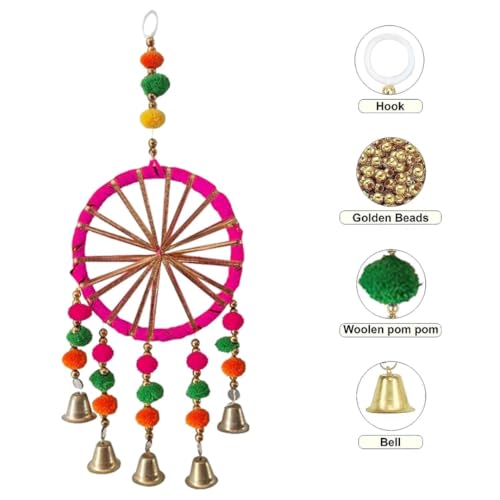 Image of Shimmers Decoration Kit Set of 17 Pcs, Yellow Net Curtains with Artificial Wisteria Flowers, Marigold Garland, Dream Catcher Hanging and Hooks for Ganpati Decoration Home Decor Setup