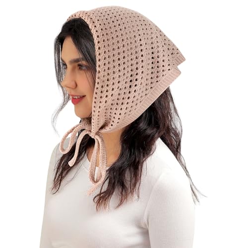 DOCILA Pink Knit Winter Hood Scarf Womens Fall Knitting Hooded Beanie Knitted Neck Cover Hair Scarves Hollow Out