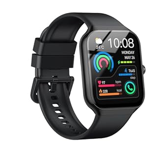Smartwatch Herren Damen, Fitnessuhr Herzfrequenz Schlafmonitor Schrittzähler Uhr, 1.96" Smart Watch Bluetooth Anrufe, 113+Sportmodi Sportuhr, IP68 Wasserdicht Fitness Tracker für iOS Android Schwarz