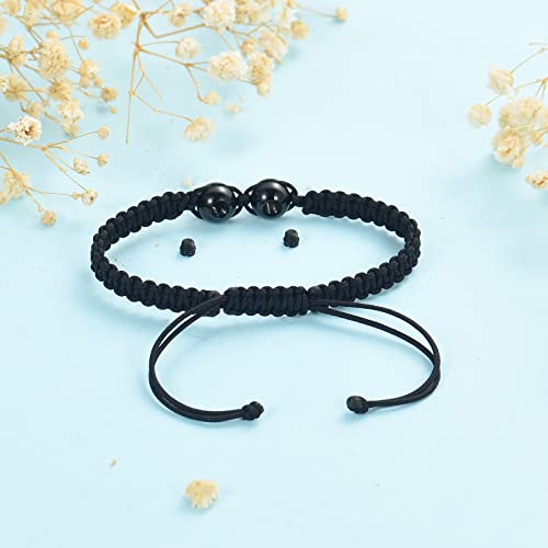 Mingkejw Cremation Jewelry Heart Ball Urn Bracelet For Ashes Women Men Adjustable Braided Bracelets Link Cremation Memorial Bracelet,Mom #TOP5