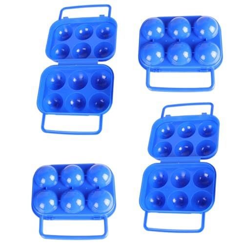 JOINPAYA Contenedor para Almacenar Huevos Portátil 4 Piezas, Caja Plástica 6 Compartimentos Azul, Porta Huevos para Nevera, Almacenamiento de Alimentos Seguro y Práctico