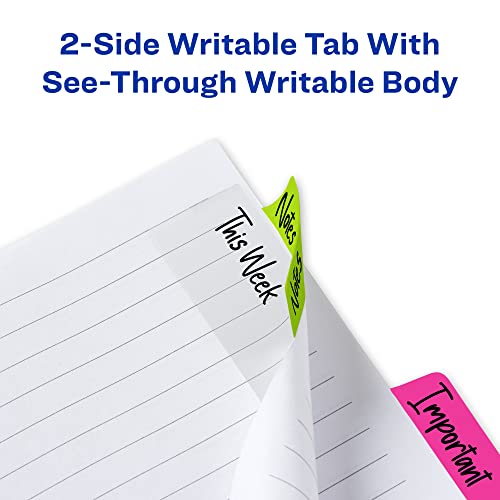 Image of Avery Ultra Tabs, 2 inch x 1.5 inch Repositionable, Neon, 48 Tabs | For Marking Pages in Books and Planners, Clear Body, 2-Side Writable Ultra Tabs, Repositionable Adhesive, Smudge-Resistant