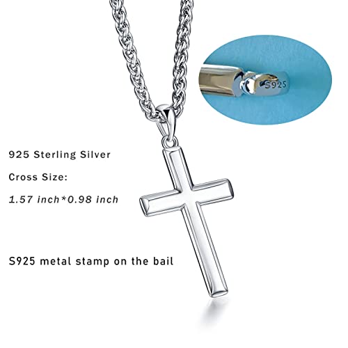 Rnivida Cross Necklace for Men, 925 Sterling Silver Cross Pendant Necklace with Stainless Steel Chain2