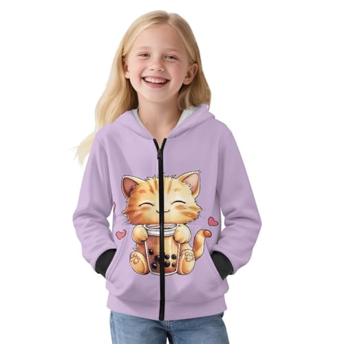 Kids Zip Up Fleece Hoodie, Soft Warm Polyester Sweatshirt, Casual Active Hoodies for Kids3