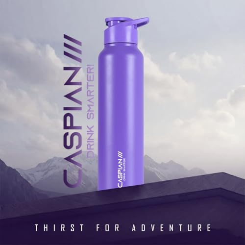 Image of CASPIAN / / / HIke ISI Certified Stainless Steel Water Bottle 1 ltr. (Cosmic Violet, 1 Litre) | Leak Proof Sipper for Fridge Home Office Travel School Kids Boys Girls Adults Sports Gym Yoga | BPA Free