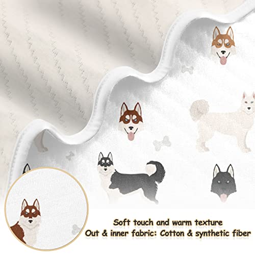 Image of Swaddle Blanket Siberian Husky Dog Cotton Blanket for Infants, Receiving Blanket, Lightweight Soft Swaddling Blanket for Crib, Stroller, Nursery Blankets, Puppy, 30x40 in