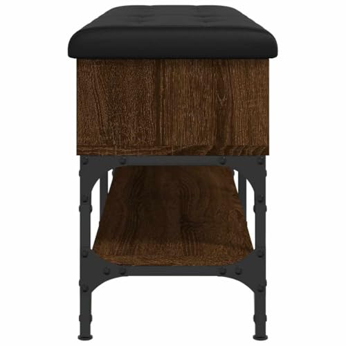Banc à chaussures en chêne et métal 102cm avec coussin pour l'entrée - 8