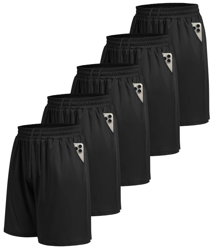 BOOJO 5er Pack Sporthose Herren Kurz Sport Shorts mit Taschen Schnell...