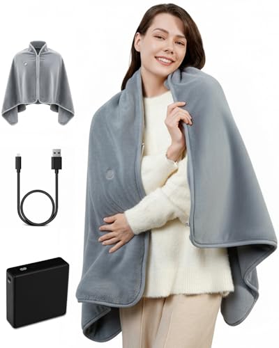 RayoLife Cordless Heated Blanket with Battery Pack Battery Powered Carbon Fiber Electric Heated Throw Machine Washable Long-Lasting for Home Camping Travel Office