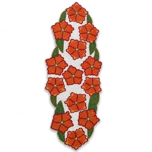 Image of Made for You Beautiful Handmade Floral Beaded 6 Seater Table Runner (Size-13x36 Inches, Multicolor, Rectangular)|Perfect for Centerpiece Runner|Living Room |Dining Room |Home & Kitchen| Party Dinners