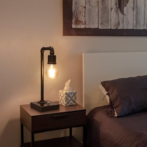 Industrial Table Lamp, Vintage Bedside Lamp with USB C and USB A Charging Ports, Dimmable Steampunk Office Lamp Metal Pipe Edison Reading Lamps for Bedroom, Dorm, Farmhouse Decor 6W LED Bulb Included Industrial Table Lamp, Vintage Bedside Lamp with USB C and USB A Charging Ports, Dimmable Steampunk Office Lamp Metal Pipe Edison Reading Lamps for Bedroom, Dorm, Farmhouse Decor 6W LED Bulb Included