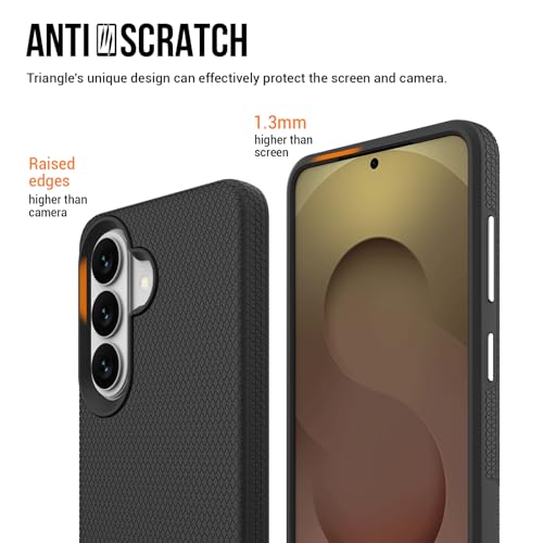 Image of NOXO Ultra-Hybrid Triangle Back Case Cover for Samsung Galaxy S26 Plus | Shockproof Design | Camera Protection | Soft TPU & Rugged PC | Bumper Cases and Covers (Coal Black)