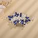 Rumtock Blue Rhinestones Beads 3D White Flower Hair Comb for Wedding Brides Bridesmaid Handmade Vintage Pearl Jewelry (Blue)