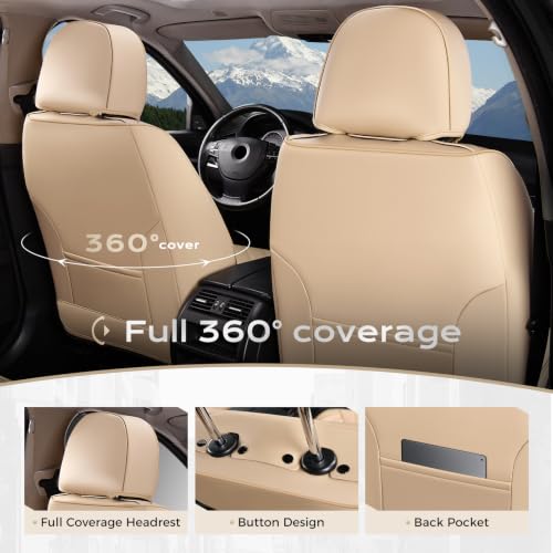 Image of Coverado Seat Covers, Car Front Seat Covers with Backrest, Nappa Leather Car Seat Protectors,Waterproof &Breathable,Anti-Slip Automotive Seat Cushion, Universal Fit for Most Vehicles