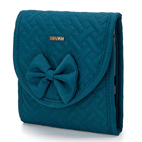 Teaban Travel Jewelry Organizer Case Portable And Practical Jewelry Roll For Tangle-Free Necklaces, Earrings, Rings Storage, Bracelet(Blue, Small #TOP7