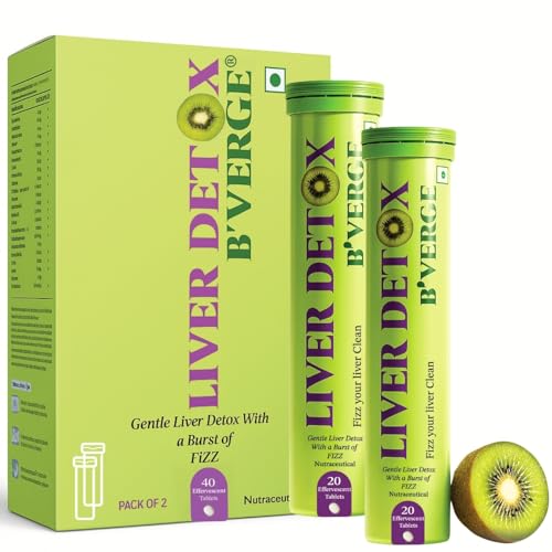 B'VERGE® Liver Detox Supplement - Powerful Milk Thistle & NAC Formula with 17 Advanced Ingredients | for Daily Liver Cleanse & Antioxidant Support | Sugar-Free (40 Count (Pack of 1), Liver 40 Tabs)