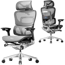 OdinLake Ergonomic Mesh Office Chair WireControl Recline, 5-Level Backrest, 4D Armrests, Lumbar Support, Optional Footrest, Aluminum Frame, 350lbs Capacity, White O1 Ergo Plus 743