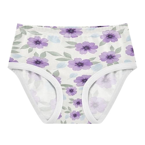 Joisal Cotton Toddlers Underwear Floral Watercolor Purple Lavender Flowers Panties Little Girl Florals Underpants Briefs 8-9 Years