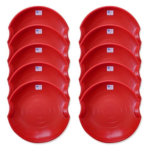 Image of Flexible Flyer 26 inch Flying Saucer Sled Multipack - Plastic Snow Sleds with Hand Grips, Heavy Duty Snow Discs for Kids, Adults, Schools, Camps & Daycares