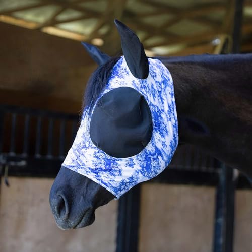 Jeffers Lycra Horse Fly Mask w/Ears Oversize- Breathable Lightweight Snug Fit Horse Face Covering Mesh Eyes & Ears Forelock Hole UV Protection Pasture & Riding Summer Apparel - Equestrian Toile