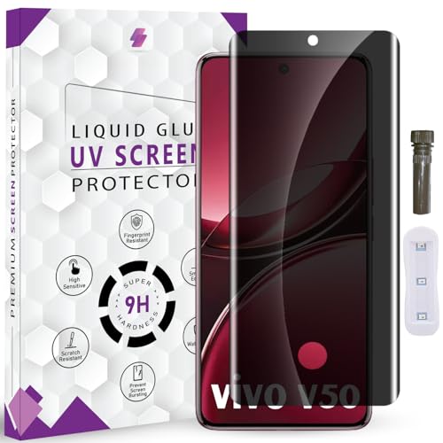 Image of Advanced HD+ UV Privacy Tempered Glass Screen Protector for Vivo V50 / V50e (6.77 Inch, Pack of 1) Edge to Edge Coverage Anti-Spy /Anti-Peeping 9H Hardness Screen Guard with Installation Kit