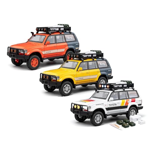 Image of 1:24 Scale Land Cruiser Toy Car for Kids Diecast Metal Car Light Sound Pullback Openable Door Model Cars, Orange