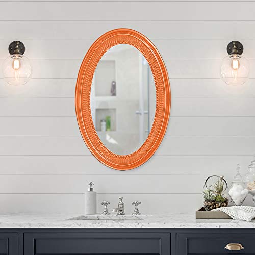 Howard Elliott Ethan Orange Oval Decorative Wall Hanging Mirror, Resin Frame Vanity Mirror Pefect Home Decor, 21 X 31 Inch #TOP4