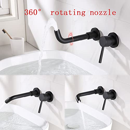 Grifo empotrado negro y latón monomando para lavabo monobloque 6