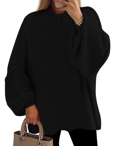 PRETTYGARDEN Women's 2026 Fall Oversized Sweaters Chunky Knit Mock Neck